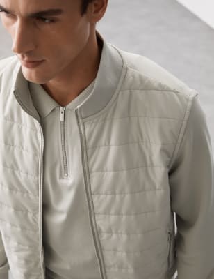 

Mens Autograph Cotton Rich Zip Up Quilted Jacket - Stone, Stone