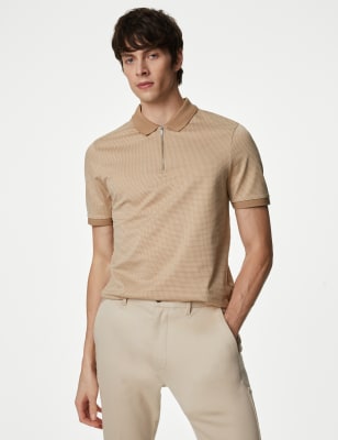 

Marks & Spencer Pure Cotton Textured Half Zip Polo Shirt (MALE, NEUTRAL, L-REG)