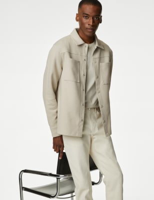 

Mens Autograph Overshirt aus Baumwollmischgewebe - Stone, Stone