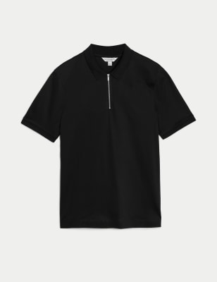 

Mens Autograph Pure Supima® Cotton Half Zip Polo Shirt - Black, Black