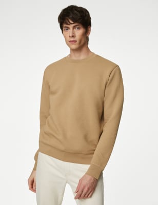 

Mens Autograph Cotton Rich Textured Crewneck Sweatshirt - Fawn, Fawn