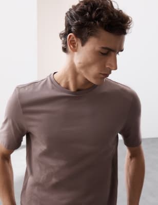 

Mens Autograph Rundhals-T-Shirt aus reiner Suprima®-Baumwolle - Mauve, Mauve
