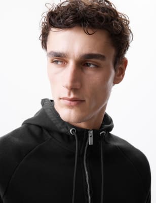 

Mens Autograph Cotton Blend Half Zip Hoodie - Black, Black