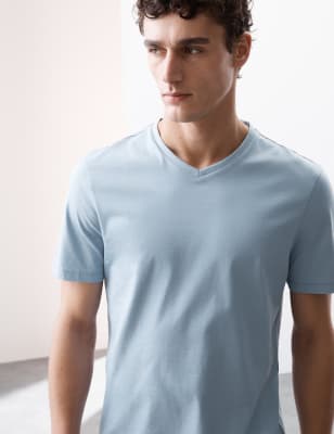 

Mens Autograph Pure Supima® Cotton V-Neck T-Shirt - Slate Blue, Slate Blue