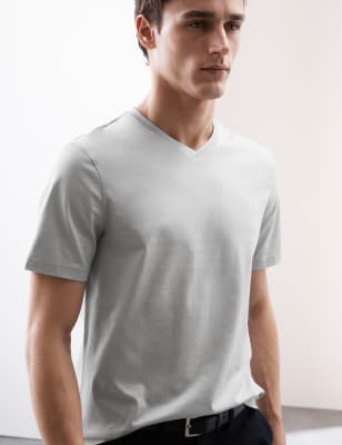 

Mens Autograph Pure Supima® Cotton V-Neck T-Shirt - Dove, Dove