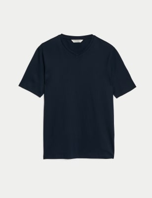 

Mens Autograph Pure Supima® Cotton V-Neck T-Shirt - Dark Navy, Dark Navy