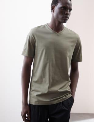 

Mens Autograph Pure Supima® Cotton V-Neck T-Shirt - Smokey Green, Smokey Green