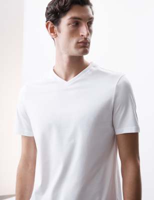 

Mens Autograph Pure Supima® Cotton V-Neck T-Shirt - White, White