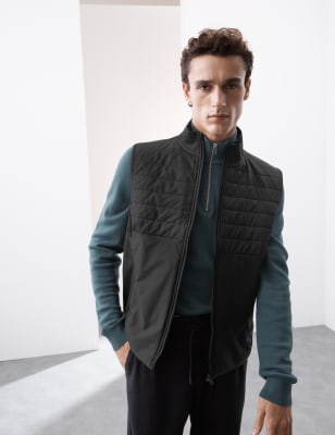 

Mens Autograph Funnel Neck Quilted Gilet - Black, Black