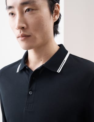 

Mens Autograph Cotton Rich Tipped Polo Shirt - Black Mix, Black Mix