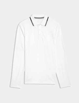 

Mens Autograph Cotton Rich Tipped Polo Shirt - White Mix, White Mix