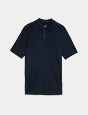 

Mens M&S Collection Pure Cotton Pique Regular Fit Polo Shirt - Dark Navy, Dark Navy