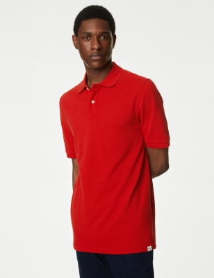 

Mens M&S Collection Pure Cotton Pique Polo Shirt - Berry Red, Berry Red