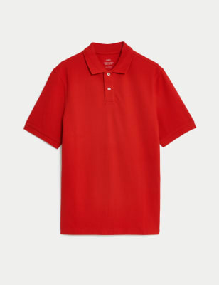 

Mens M&S Collection Pure Cotton Pique Regular Fit Polo Shirt - Berry Red, Berry Red