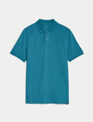 

Mens M&S Collection Pure Cotton Pique Regular Fit Polo Shirt - Medium Turquoise, Medium Turquoise