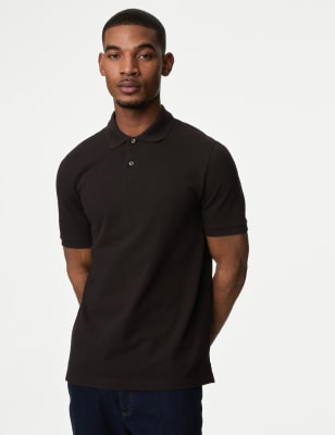 

Mens M&S Collection Pure Cotton Pique Regular Fit Polo Shirt - Dark Chocolate, Dark Chocolate