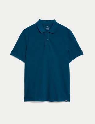 

Mens M&S Collection Pure Cotton Pique Regular Fit Polo Shirt - Teal, Teal