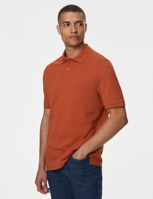 

Mens M&S Collection Pure Cotton Pique Polo Shirt - Burnt Orange, Burnt Orange