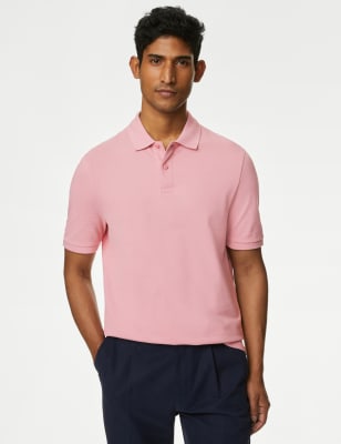 

Mens M&S Collection Pure Cotton Pique Polo Shirt - Dusted Pink, Dusted Pink