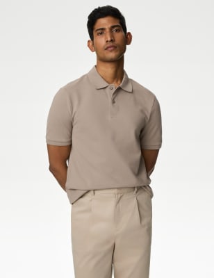 

Mens M&S Collection Pure Cotton Pique Polo Shirt - Sand, Sand