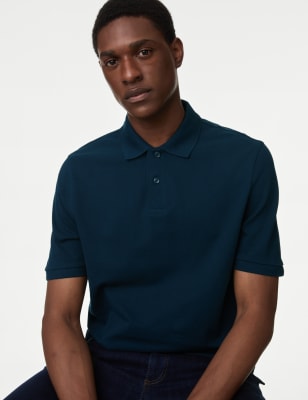 

Mens M&S Collection Pure Cotton Pique Polo Shirt - Dark Kingfisher, Dark Kingfisher