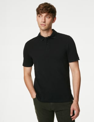 

Mens M&S Collection Pure Cotton Pique Polo Shirt - Black, Black