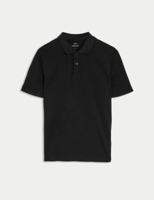 

Mens M&S Collection Pure Cotton Pique Regular Fit Polo Shirt - Black, Black