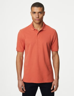 

Mens M&S Collection Pure Cotton Pique Polo Shirt - Faded Orange, Faded Orange