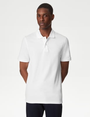 

Mens M&S Collection Slim Fit Pure Cotton Pique Polo Shirt - White, White