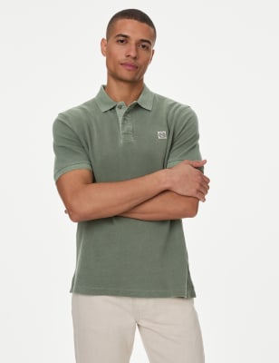 

Mens M&S Collection Poloshirt aus reiner Baumwolle - Moss Green, Moss Green