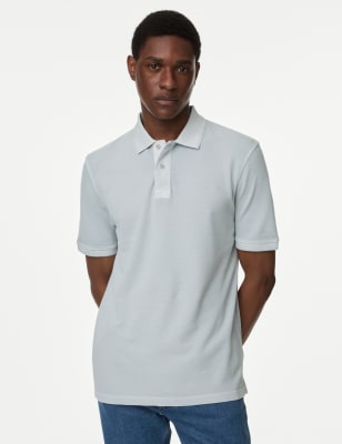 

Mens M&S Collection Pure Cotton Polo Shirt - Silver Grey, Silver Grey