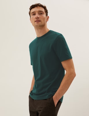 

Marks & Spencer Slim Fit Pure Cotton T-Shirt (MALE, FOREST GREEN, S-STD)