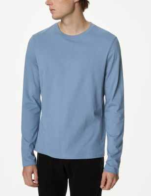 

Mens M&S Collection Langarm-T-Shirt aus reiner Baumwolle - Light Airforce, Light Airforce