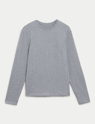 

Mens M&S Collection Langarm-T-Shirt aus reiner Baumwolle - Grey Marl, Grey Marl