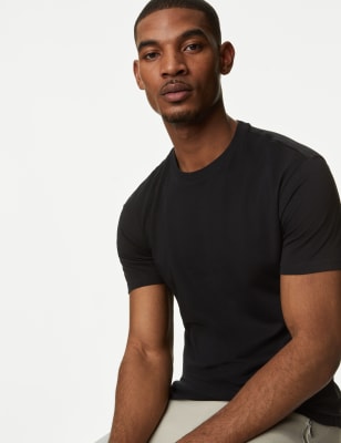 

M&S Collection Camiseta 100% algodón de corte atléticoMens - Black, Black