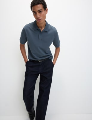 

Mens M&S Collection The Ultimate Pique Polo Shirt, Dark Airforce