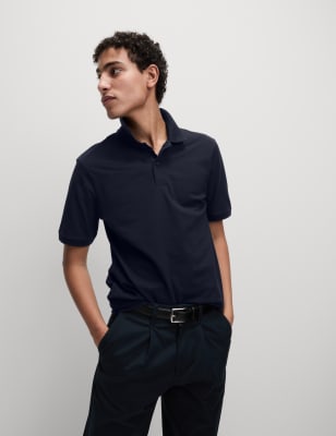 

Mens M&S Collection Cotton Rich Pique Polo Shirt - Dark Navy, Dark Navy