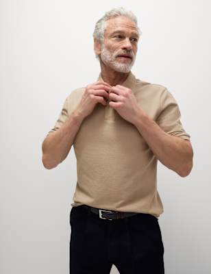 

Mens M&S Collection The Ultimate Pique Polo Shirt, Mushroom