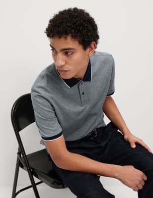 

Mens M&S Collection The Ultimate Tipped Pique Polo Shirt - Navy Mix, Navy Mix