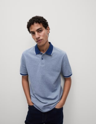 

Mens M&S Collection The Ultimate Tipped Pique Polo Shirt - Dark Marine, Dark Marine