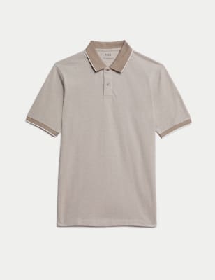 

Mens M&S Collection The Ultimate Tipped Pique Polo Shirt - Natural Mix, Natural Mix