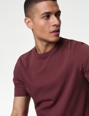 

Mens M&S Collection Regular Fit Pure Cotton Crew Neck T-Shirt - Wine, Wine