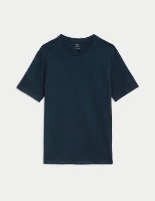 

Mens M&S Collection Regular Fit Pure Cotton Crew Neck T-Shirt - Dark Navy, Dark Navy