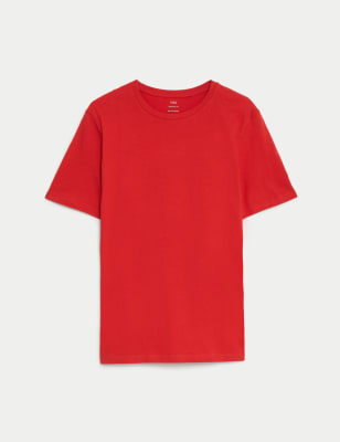 

Mens M&S Collection Regular Fit Pure Cotton Crew Neck T-Shirt, Berry Red