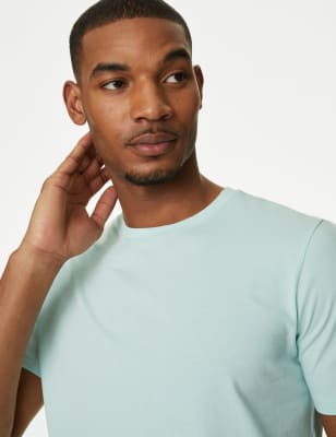 

Mens M&S Collection T-Shirt aus reiner Baumwolle in normaler Passform mit Rundhalsausschnitt - Mint/Ice, Mint/Ice