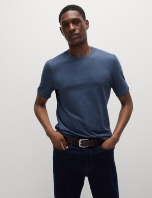 

M&S Collection Camiseta 100% algodón de corte estándar con escote cerradoMens - Denim, Denim