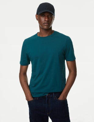 

Mens M&S Collection T-Shirt aus reiner Baumwolle in normaler Passform mit Rundhalsausschnitt - Evergreen, Evergreen