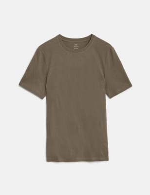 

Mens M&S Collection Regular Fit Pure Cotton Crew Neck T-Shirt - Medium Brown, Medium Brown