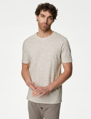 

Mens M&S Collection Regular Fit Pure Cotton Crew Neck T-Shirt - Ecru Mix, Ecru Mix