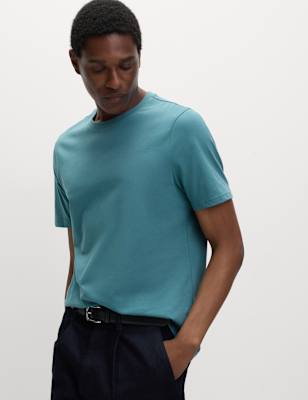 

Mens M&S Collection Regular Fit Pure Cotton Crew Neck T-Shirt, Teal